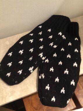 NEW! KHAITE Black & White Spotted Soft 100% Cashmere Winter Chic Mittens